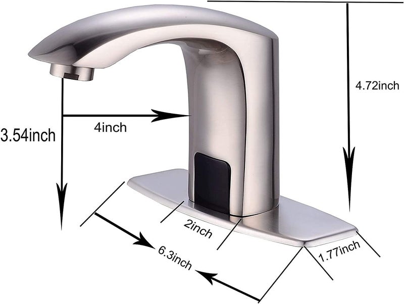 YCCUZA Automatic Sensor Touchless Bathroom Faucet Brushed Nickel Motion Actived Solid Brass Bathroom Sink Faucet with Hole Cover Plate Hands Free Vanity Faucets Deck Mount - Image 2